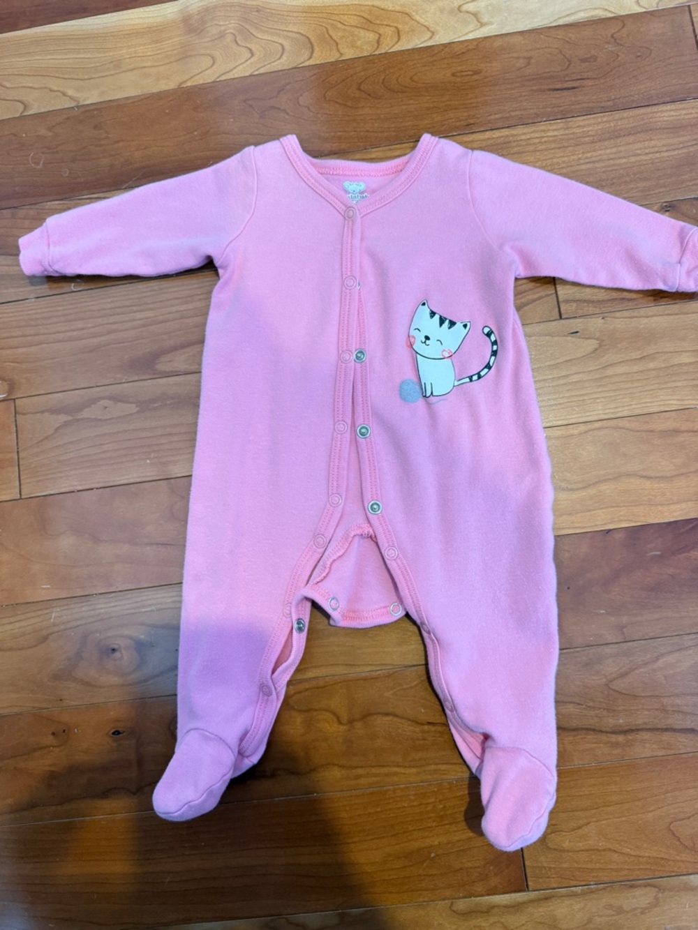 Pink Cat Footed One-Piece Baby Sleeper